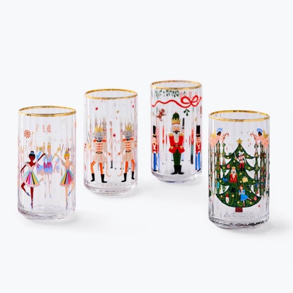 Anthropologie x Rifle Paper Co Nutcracker Glasses (Set of 4)